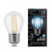 Лампа Gauss Filament Шар 11W 750lm 4100К Е27 LED 1/10/50