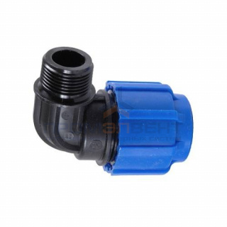 Переход на наружную резьбу угловой Политэк - 40 x 1" (винтовой, для труб ПНД)