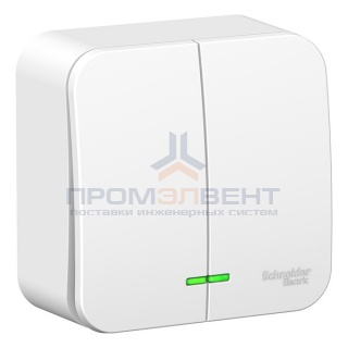 Выключатель 2-клавишный с подсветкой (cх.5) Blanca Schneider Electric 6А 250В белый