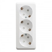 Розетка тройная с/з со шторками Этюд белая [уп 9шт]