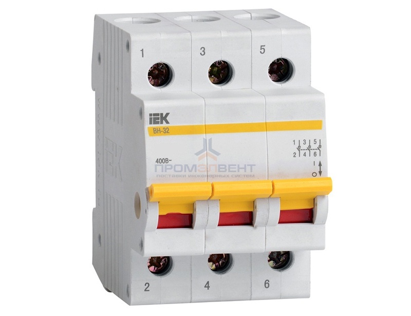 Рубильник модульный ВН-32 3Р  32А выключатель нагрузки ИЭК
