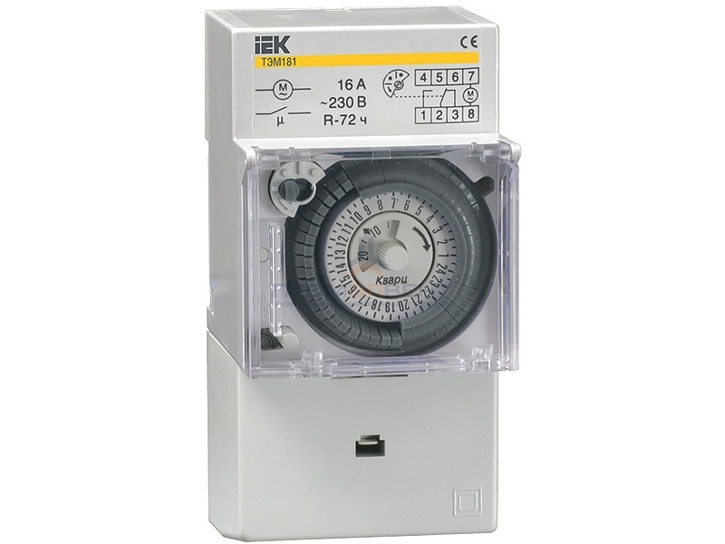Таймер ТЭМ181 аналоговый 16А 230В на DIN-рейку ИЭК