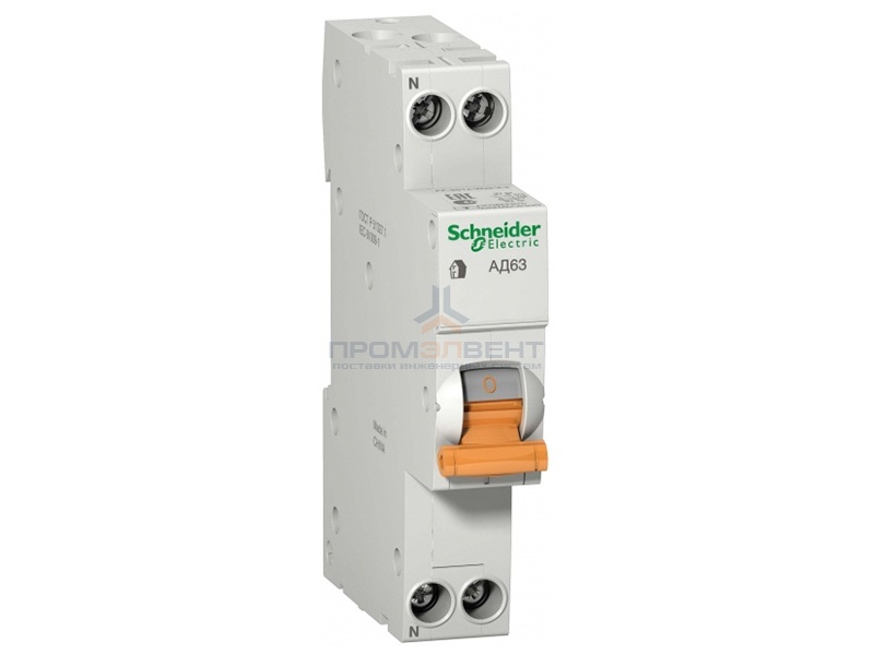 Дифференциальный автомат Schneider Electric АД63 1п+н 6A 30мA 4,5кА C