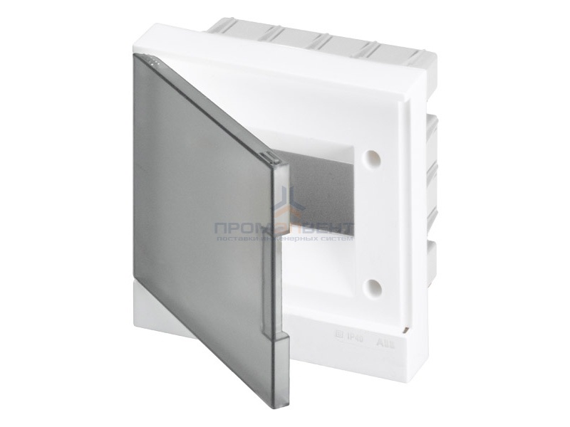 ABB Basic E Бокс в нишу 6М серая прозрачная дверь (c клеммами)