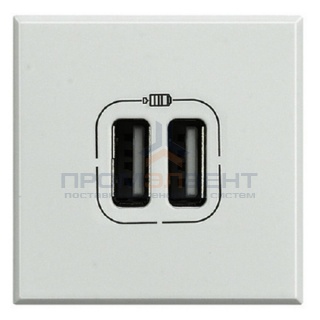 Розетка USB для зарядки мобильных устройств 2х1100мА / 1х2400мА 2 модуля Axolute Белый